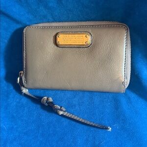 Marc By Marc Jacobs gray 100% cow Leather Wallet with Gold Zipper